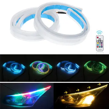 2 stk 60CM RGB Slanke Fleksible LED Blinklys Stroplamper 42LED Bil Van Baglygter