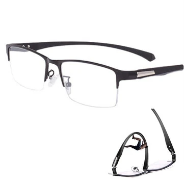 Anti-blå lys ultralet herre forretning halvrandede læsebriller metal rektangulære presbyopi briller klassiske læsere