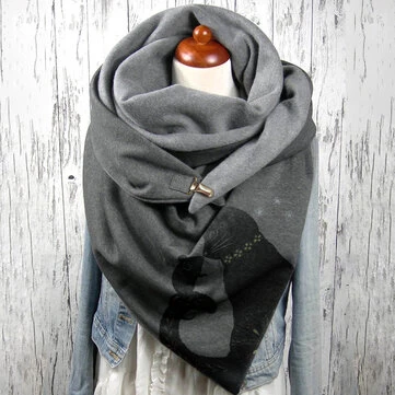 Kvinder Kat og Mus Print Mønster Blød Personlighed Nakkebeskyttelse Hold Varm Tørklæde