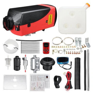 Opgraderet 12V 5-8KW Parkeringsvarmer Luft Diesel LCD Termostat Fjernbetjening Lyddæmper til bil RV Lastbil Båd Trailer Opvarmning