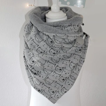 Kvinders Bomuld Plus Tyk Hold Varm Vinter Udendørs Casual Søde Tegneserie Kattemønster Multi-formål Tørklæde Sjal