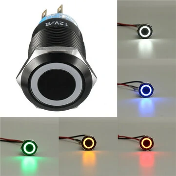 19mm 12V 5 Pin Led-lys Metal Trykknap Øjeblikkelig Switch