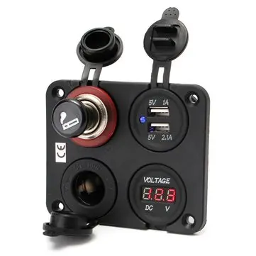 4 i 1 12V Tællerstik Dobbelt USB-port Oplader Voltmeter W/ Til Motorcykel Bil Båd