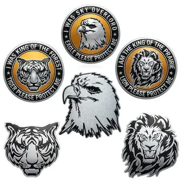 3D DIY Sølv Dyrhoved Metallogo Klistermærke Bil Motorcykel Emblem Klistermærker