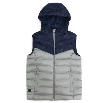 Sliver Elektrisk USB-opvarmningsvestjakke med tre-trins temperaturkontrol med aftagelig hat Graphene