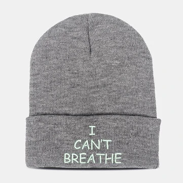 Unisex Beanie Hat Bomuld Strikket Bogstav Slogan Broderet Krøllet Trendy Varm Beanie Hat Strikket Hat