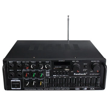 Sunbuck 326BT bluetooth 1200W 110V US Plug Digital Forstærker HIFI-h Stereo Hjemmebiograf Forstærker 2 Kanals Receiver MP3 USB SD AUX AV FM Radio med Fjernbetjening