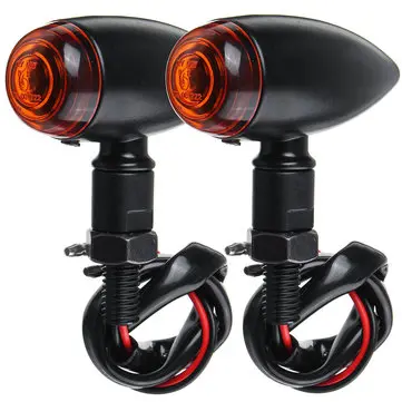 12V Motorcykel Metal Blinklys Amber Lys Indikator Retro Sort Universal