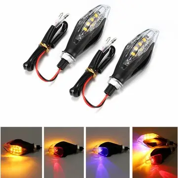 12V 8LED Universal Motorcykel Bike Amber LED Blinklys Indikator Lamper