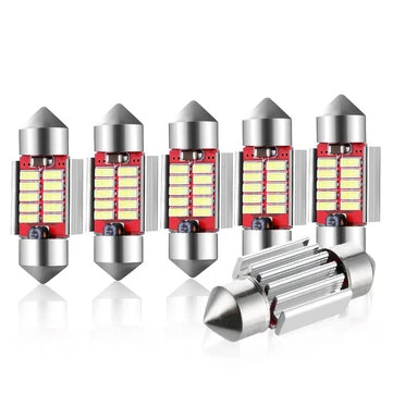 AUDEW 6 stk. Bilinteriør Kuppellamper Dobbeltrettet Dekodning Nummerpladelamper Ekstremt Lys 31*12mm/36*12mm Hvide Bilkupé Lys