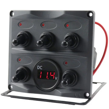 12V 24V 5-gang LED Rocker Toggle Switch Panel Digital Display Båd Spændingsmåler til Bil Båd Yacht Motorbåd Caravan