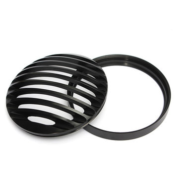 6 tommer Motorcykel Bullet Halogen Forlygte Grill Cover Sort CNC Aluminium Til Harley