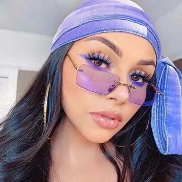 Kvinder Retro Multifarvet Rammeløse Små Firkantet Mode Personligheds UV-beskyttelse Solbriller