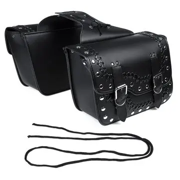 Par Motorcykel PU Læder Sadeltasker Sideværktøjskasse Bagage Til Harley Chopper