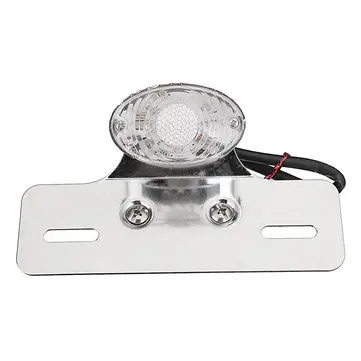 12V Motorcykel Bagbremse Stop Rødt Lys Nummerpladeholder Baglygter Chrome/Sort