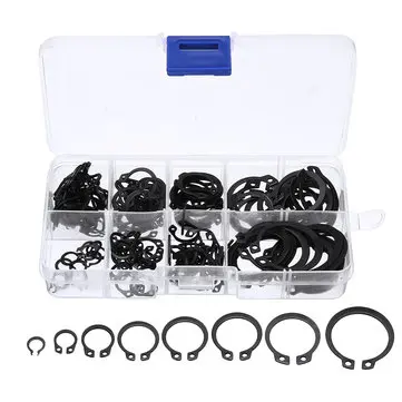 160 stk C-klips C-type Circlip Snap Ring Heavy Duty Retaining Set Assortment Black Ring 8 størrelser