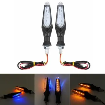 2 stk Universal 10LED 12V 1W Motorcykel Blinklys Indikator Amber Blå