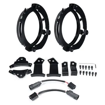 Par 7-tommer Rund LED Forlygte Monteringsbeslag Ring med Kabelsæt Til Jeep JK Wrangler / Harley