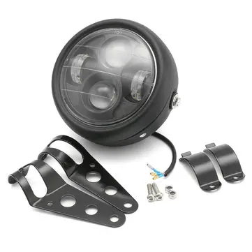 6,5 tommer 12V Motorcykel LED-forlygteprojektor med sort beslag til Cafe Racer