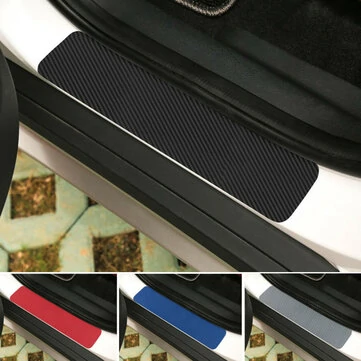 4 stk. 3D-kulfiber ridsefri vandtætte bilklistermærker til dørtrin