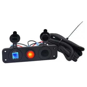 12C-24V 3.1A Dual USB Opladerudtag LED Knap Panel Strømforsyning Vandtæt Marine Bil Båd