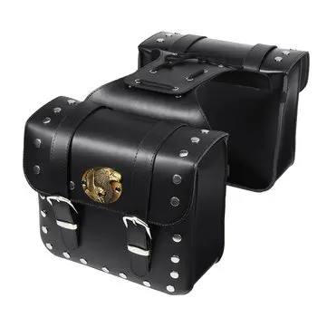 Motorcykel PU Læder Side Sadel Tasker Sadeltasker Sort Til Harley