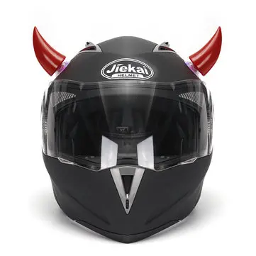 Rød Motorcykelhjelm Hovedbeklædning Tilbehør Sugekopper Horn Dekoration Dekoration