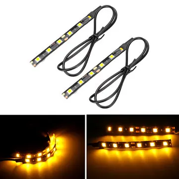 12V Par 6 LED 5050 Motorcykel Strip Blinklys Indikator Blinklys Lys Amber