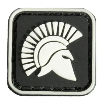 2,5x2,5 cm Firkantet Mini Molon Labe Kongen af Sparta Glow Taktisk Army PVC Patch Armbind Sort