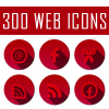 300 3D Red Web Communication Icons Set