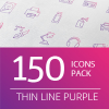 Purple Thin Lines - Vector Icon Pack