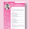 Resume Layout with Sidebar and Pink Elements