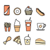 Fast Food Street Food Icon Collection Vector Set