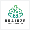 Abstract Brain and Lightning Logo