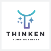 Thinken Abstract T Sparkle Logo