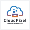 Abstract Cloud and Pixel Logo