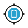 Phone Finder Logo with Navigation Compass Symbol