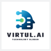 Modern AI Brain and Head Logo