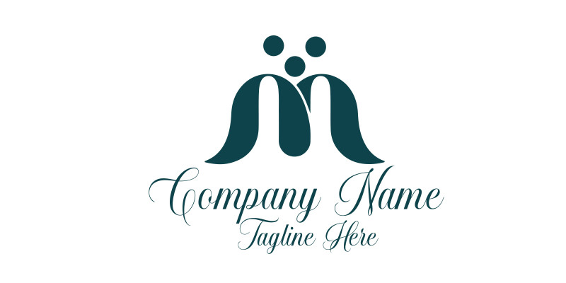 Elegant Modern M Letter Logo with Human Figures