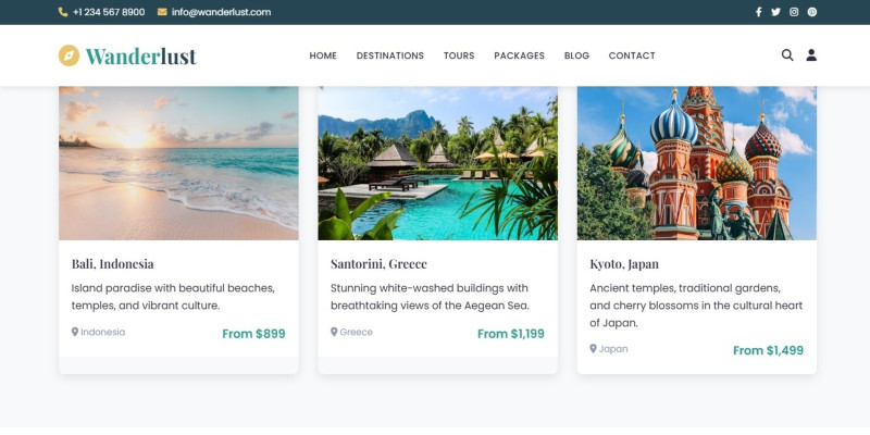 Wanderlust - Travel HTML Template
