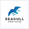 Seagull Bird Pixel Logo