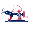 Creative Cat Crafting Sewing Machine Logo Design