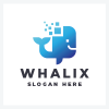 Modern Whale Logo - Digital Pixel Design