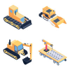 ​Mining Machinery Isometric Icons Pack