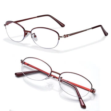 Kacamata Baca Setengah Bingkai HD Anti Cahaya Biru Ringan Nyaman Elegan Wanita Presbiopia