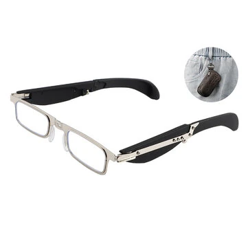 Kacamata Baca Lipat Saku dengan Kotak Kacamata Presbiopia Anti Cahaya Biru Portabel Kacamata Orang Tua