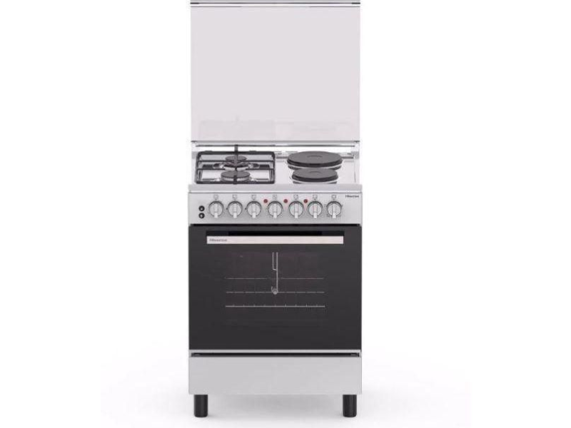 Buy Hisense 60cm Freestanding Cooker HF622GEES; 2 Gas Burners, 2 Electric Hot Plates, 68L Electric Oven & Grill, Rotisserie, Auto Ignition, Flame Failure Safety, Silver in Uganda - - Free Delivery > L